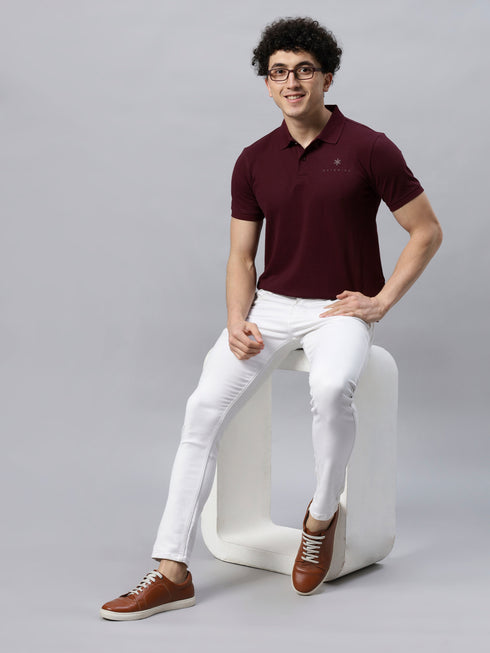 Classic Comfort: Men's 100% Cotton Polo T-shirt Maroon